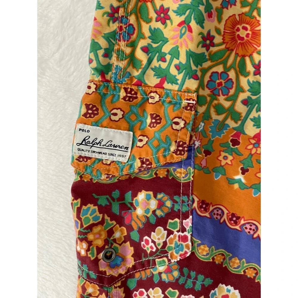 Polo Ralph Lauren Mens Floral Paisley Patchwork Board Shorts Multicolor Sz 34